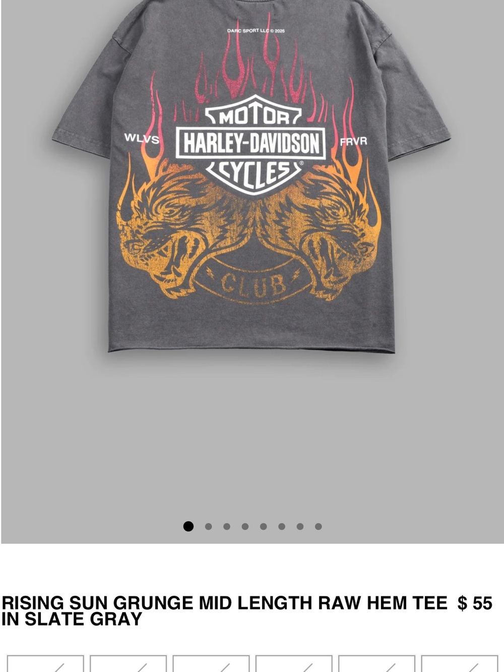 Darc Sport Slate Gray Short Sleeve Tee with Orange and Pink Flame Graphic